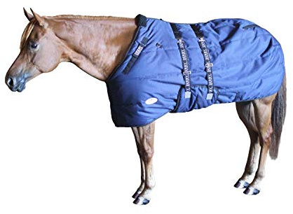 Derby Originals Nordic Tough Closed Front 1200D Water Resistant Reflective Winter Horse Stable Blanket 300g Heavy Weight, Navy Blue, 78