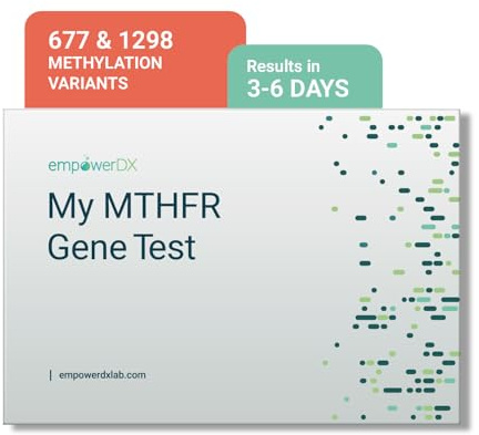 empowerDX MTHFR Gene Test Kit, Methylation Test, Easy At-Home Test Detects Presence of 677 and 1298 MTHFR Gene Variants, Ages 2+, Fast Results Within 6 Days