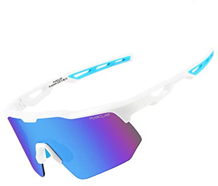 PUKCLAR Cycling Sunglasses for Men Women, UV400 Protection Sports Glasses | HD UV400 anti-glare lenses shield eyes from UV rays. Light TR90 frame with non-slip nose pads for all outdoor sports.