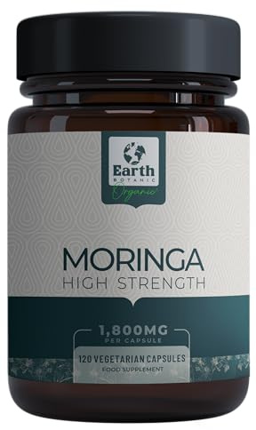 Earth BOTANIC Organic Moringa Capsules 1800mg-120 Capsules Supplements | Non-GMO & Gluten Free| No Additives