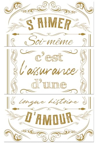 Peacoblue Decalcomanie per mobili, 15,2 x 30,5 cm, 3 pezzi, lettere dorate, impermeabili, UV, adesivi per comò, vetro, porcellana, legno