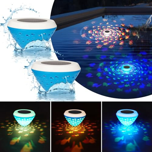 xudengw Solar poolbeleuchtung LED 6 Farbwechse Wasserdichtes Pool Lichter Teich Außen Garten Deko pool zubehör (2pcs)