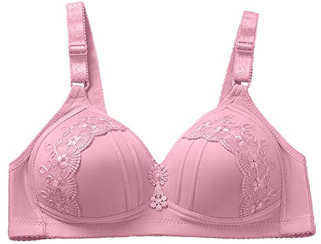 Womens Non Wired Bralettes Full Figure Bra UK Clearance Full Coverage Push Up Bra for Women Sale Plunge Bra Top Firm Control Sports Bra Adjustable Straps Padded Brassiere Full Cup Bra with 4 Hook