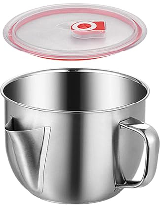 Séparateur de graisse en acier inoxydable - Passoire de cuisine - Bol à nouilles pour viande et cuisine - Filtre à huile pour dinde, bœuf, poulet - 18 x 11 cm - Argenté