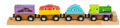 Bigjigs Rail Monster Train – träjärnvägstillbehör för barn, leksakståg och tillbehör, present till småbarn och barn, ålder 3+ år