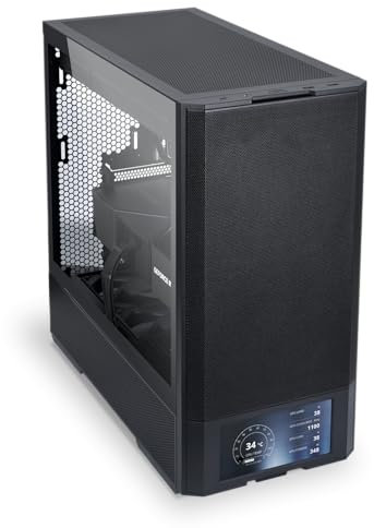 Lian Li LANCOOL 207 Digital Gaming PC Gehäuse ATX Schwarz - Midi Tower mit LCD-Bildschirm, Grafikkarten bis 375 mm, Radiator bis zu 360 mm