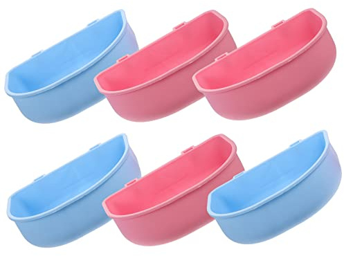 Milisten 6pcs Small Hamster Bowls and Water Bowls Set Hanging Cage Feeders for Rats and Chinchillas with Fixing Hooks Daily Use Pet Accessories for Small Animals