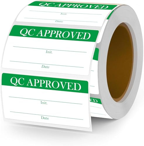 500 PCS QC Approved Labels 2x1 Inch Green Permanent Adhesive Stickers - Writeable for Warehouse Inventory, Shipping & Quality Control Organization