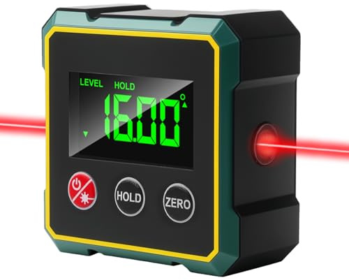 PORFOYO Digitaler Winkelmesser Neigungsmesser Laser Wasserwaage mit LCD Display, Digitaler Laser Winkelmesser, Wiederaufladbarer 2-Seitiger Magnetisch Neigungsmesser mit Type-C Schnittstelle
