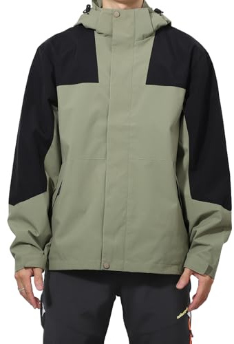 HomKuch Chaqueta impermeable de los hombres al aire libre color bloque abrigo de lluvia caminando senderismo ropa exterior