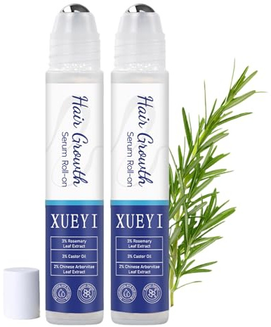 Siero per la crescita dei capelli al rosmarino Roll On, 25 ml x 2 siero Roll-On, rosmarino Advanced Hair Growth Siero per donne e uomini, il siero bloccante del cuoio capelluto favorisce il flusso di