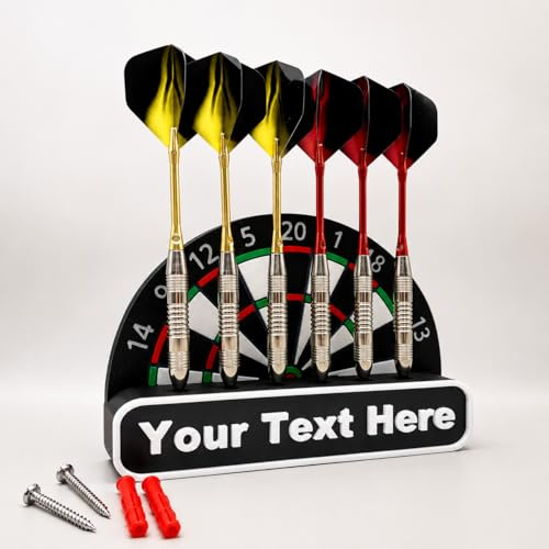 Personalised Dart Holder for 6 Darts | Custom Name Dart Display Stand | Wall Mounted Dart Storage Rack | Darts Gift for Men, Dad, Husband | Games Room & Man Cave Decor