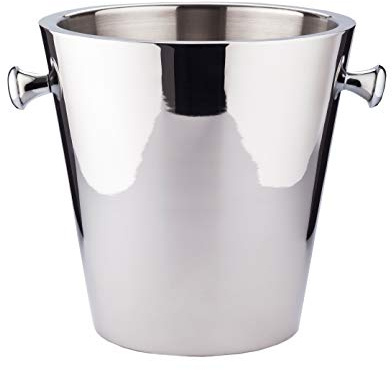 EDZARD Champanera Nebraska (H 20 cm, Ø 12 cm), acero inoxidable pulido espejo, doble pared, martillada, hecha a mano, para 1 botella – enfriador de champán, enfriador de cava, enfriador de vino