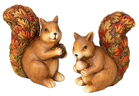 Geschenkestadl 2 Stück Eichhörnchen mit Nuss Figuren 16 cm Dekofigur Gartenfigur