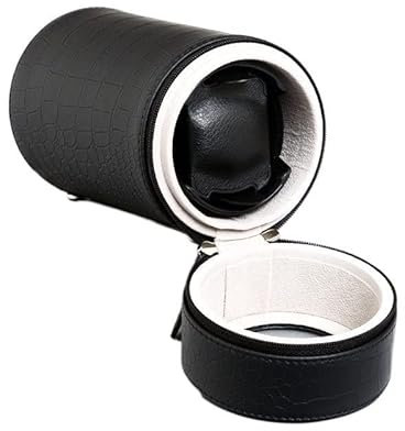 Watch Winder for Automatic Watches - Battery Operated Single Holder Travel Box - Silent Motor, Rotating Modes, Acrylic Window - Mechanical Winding Case for Men Women (Color : Black)