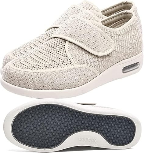 Scarpe da Donna Larghe, Sneakers da Passeggio Leggere, Sneakers da Passeggio Leggere e Traspiranti con Chiusura Regolabile, Fondo con Cuscino d'Aria Antiscivolo per diabetici, Anziani, Piedi gonfi