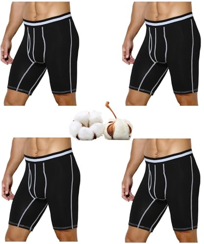 Casey Kevin Boxer Homme Long Doux Coton Stretch Sports sous-vêtements Culotte Underpants Sport Fitness Caleçons Briefs(L-3XL)