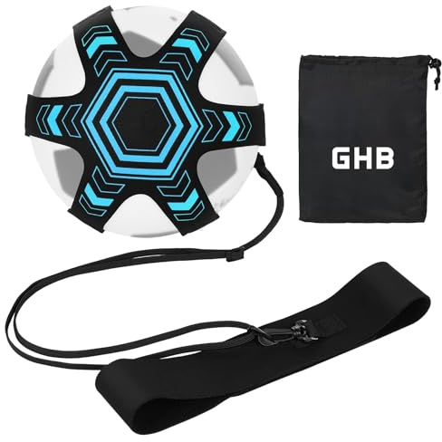 GHB Football Kick Trainer Solo Practice Training Aids with Adjustable Waist Belt, Football Control Skills Trainer Equipment Gifts for Boys Kids (Blue)