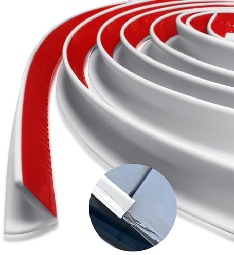 J Shape RV Rain Gutter, 2.5M/8.2Ft Rain Gutter Self Adhesive, PVC Plastic Roof Rain Diverter, Rain Diversion Strips for Vehicle Truck RV Boat Car Van Door Motorhome (White, 2.5m)
