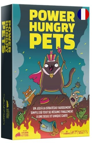 Asmodee - Power Hungry Pets - Jeu de Cartes pour Enfants dès 7 Ans - Jeu de Société de Déduction et Stratégie - Gardez la Meilleure Carte -15 Min - 2 à 6 Joueurs - en Français - Exploding Kittens