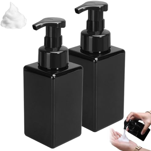 Skummande tvåldispenser, 2 st 450 ml/14 oz påfyllningsbar pumpflaska, handtvåldispenser i plast, pumpflaskdispenser för flytande tvål, schampo, kroppstvätt, skummande tvåldispenser