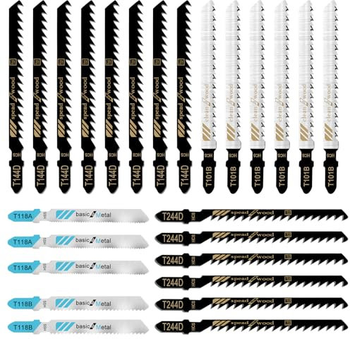 ZMDMAH 20 piezas de sierra de calar, juego de sierra de calar, hoja de sierra de calar, hoja de sierra para metal, para cortar madera, metal y plásticos, 5 modelos