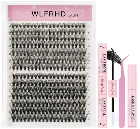 Kit de faux cils en grappe, 280 cils individuels 30D et 40D, kit d'extensions de cils avec colle et scellant, démaquillant et pince à épiler (ensemble mixte 9-16 mm)