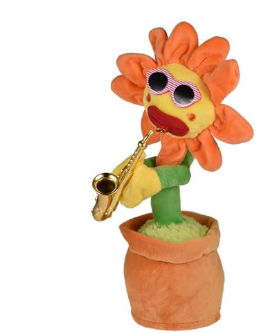 Dancing Flower Toys | Singing Flower Toy With Sunglasses | Plush Flower Pot Plush Decor Toy | Sunflower Saxophone Singing Flower Sing Dance Toy, Soft Plush Flower With Red Lips For Children