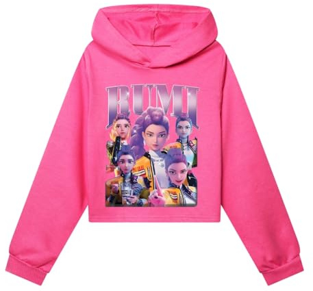 SZRXKJ Unisex Kinder Demon Hunters Rumi Print Modernes Textmuster Design 13 Farben Locker Geschnitten Grafischer Kapuzenpullover (DE/NL/SE/PL, Numerisch, 140, Regular, Hotpink)