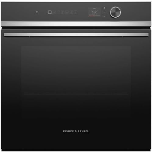 Fisher & Paykel Series 7 OB60SD9PLX1 Built-In Electric Single Oven, WiFi Connected, Pyrolytic Self-Cleaning, 85L Capacity, Multifunction, Touch Display, Black & Stainless Steel, A Rated