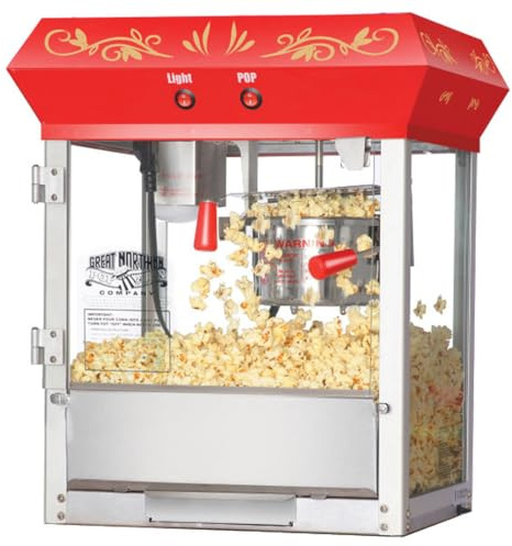 Great Northern Popcorn Company Red 6 oz. Ounce Foundation Old-Fashioned Movie Theater Style Popcorn Popper