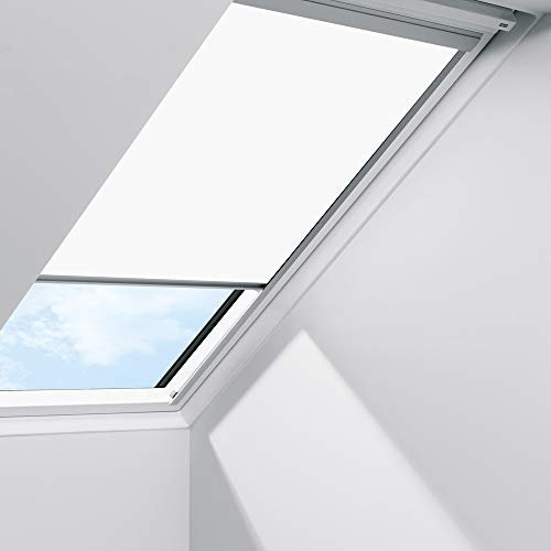 Original Velux Sichtschutzrollo mit Seitenschienen für GGL / GHL / GTL / GPL / GXL / GGU / GHU / GTU / GPU / GXU PK06 / Stofffarbe 1028 / Uni Weiß // RFL PK06 1028S