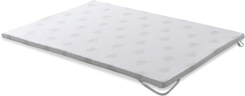 SEASONS - Topper Viscoelástico 150 x 190 cm, Altura 6 cm, Topper Colchón Transpirable y Antideslizante, Funda con Tejido Aloe Vera, 4 Elásticos Ajustables al Grosor del Colchón, Fabricado en España