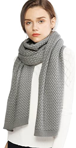 RIIQIICHY Winter Scarfs for Women Cold Weather Chunky Knit Scarf Warm Thick Grey Scarf Long Large Oversized Scarves