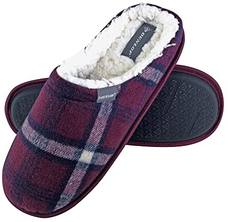 DUNLOP - Homme Confortables Eponge Hiver Chaudes Pantoufles Chaussons de Maison (47 EU, 7179 Red)
