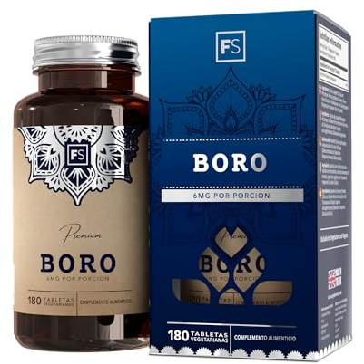 FS Boro | 180 Boron Tabletas - 6mg Suplemento de Boro per Dose | Suplementos de Boron de Alta Potencia | Sin OGM, Gluten ni Alérgenos | Fabricado en el RU