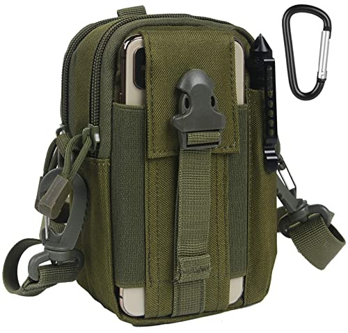flintronic Tactical Waist Bags, Universal Outdoor Waist Bag | Molle EDC Pouch + Outdoor Hook | Utility Gadget Waist Bag with Cell Phone Holster for Sports, Hiking, Camping, Traveling