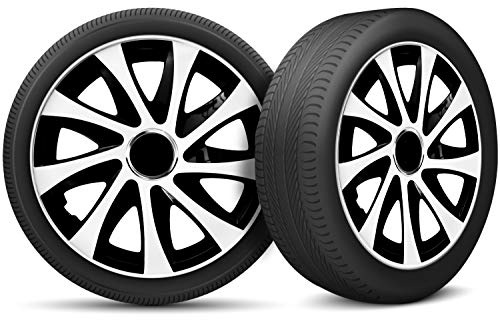 Moltico Copricerchi - Set Copricerchi Universale 4 Pezzi - Adatto a Tutti i Cerchi in Acciaio - Copri Cerchioni - Anello di Sicurezza Regolabile - Bianco - 14 Pollici