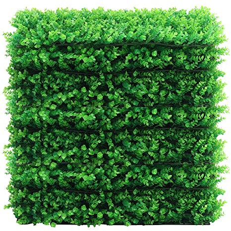 6 PCS Artificial Leaves Hedge Panels Hedge Wall Panels Artificial Grass Backdrop Wall 40 X 60cm 4cm Green Grass Wall for Decor Privacy Fence Indoor Outdoor Garden (Eucalyptus Light Green, 6 Pcs)