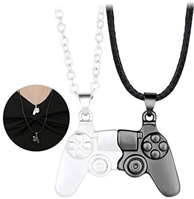 NIANOPKM Unisex Creative Magnetic Necklace Game Controller Pendant Necklace Matching Necklace for Couples or Best Friends Birthday Gift