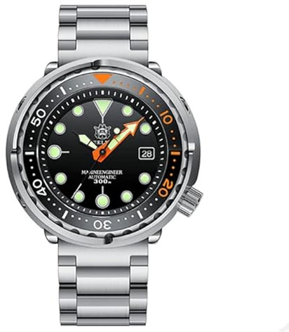 London Craftwork SD1975 Steeldive tonfisk 300M vattentät automatisk dykarklocka NH35 rörelse, Svart orange begränsad upplaga Ver 2.0, Militär