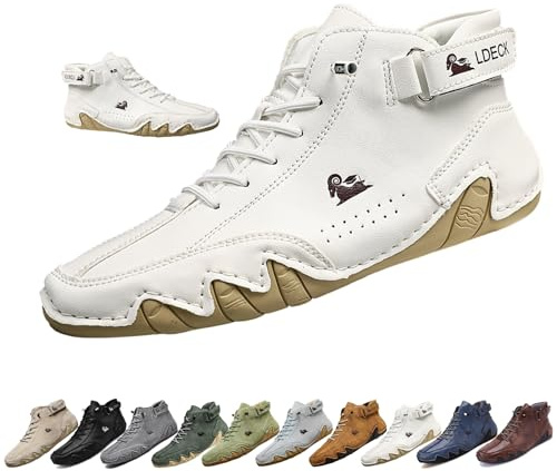 Botas Altas de Ante Italianas Hechas a Mano for Hombres, Zapatos Beck Botas de Moda Informales Impermeables Antideslizantes Zapatos descalzos cómodos y livianos for Exteriores for Caminar y Conducir (