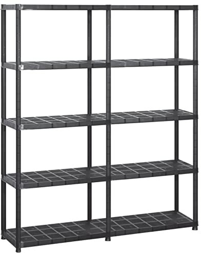 CIADAZ Förvaringshyllor 5 nivåer, bokhylla, bokhylla, bokhylla, trapphylla, hyllor för ungdomsrum, möbelhyllor, svart plast 142 x 38 x 170 cm