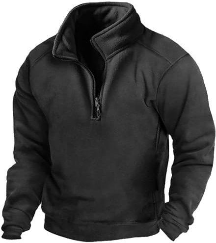 Sweatshirts Für Herren Schwarzer Zip Sweatshirt Fleecepullover Thermo Fleece Pullover Arbeitspullover Jagd Langarm Funktionsshirt Winterpullover Ohne Kapuze Winter Wollpullover