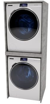 CraftPAK Waschmaschinenschrank geeignet für Waschmaschine & Wäschetrockner | Waschturm | Schrank Waschmaschine für Waschküche - Möbel Größe 66x180x65 cm Farbe Beton Grau