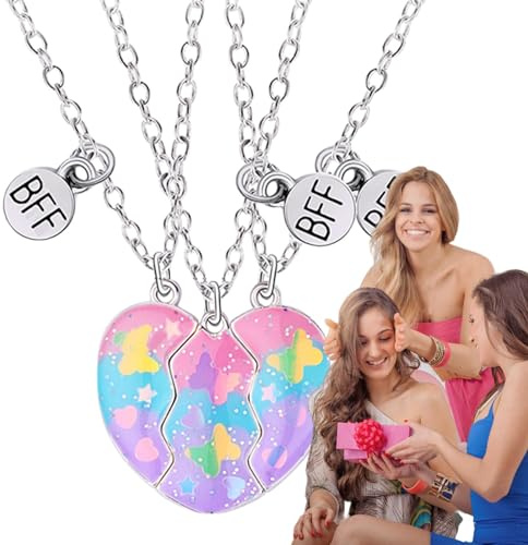 Halsband För 3 - Heart Halsband För Syster Magnetisk | Best Friend Halsband För 3 tjejer Matchande Hjärthänge Halsband För Syster Vänskap Hjärtformat magnetiskt halsband Barn