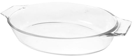 MAGICLULU Fuente De Vidrio Ovalado Para Horno Cacerola Antiadherente Para Tartas Asas Para Hornear Con Alta Temperatura Vidrio Transparente