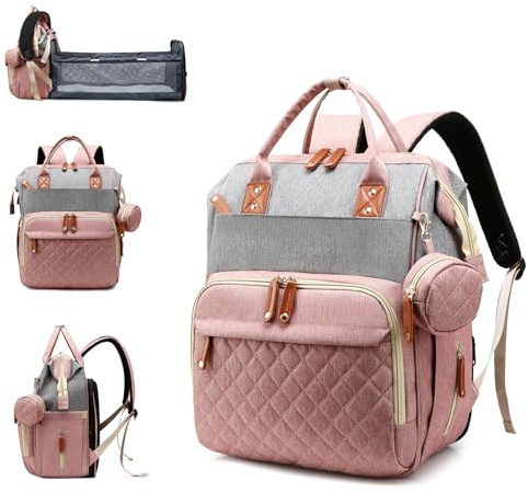 Lamroro Diaper Bag Backpack with Changing Station, Waterproof Large Capacity, Baby Bag for Mom & Dad, 18 Pockets+USB Port, Foldable Changing Pad, Travel Backpack for Newborn Essentials, Baby Gift
