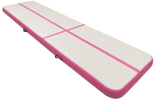 Brokky Inflatable Gymnastics Mat with Pump 600x100x20 cm PVC Pink-inflatable Gymnastics Tumble Track Gym Mat for Home Use,Training,Cheerleading,Yoga,Water Fun
