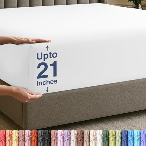 Utopia Bettwäsche-Spannbetttuch mit extra hohem Steg von ca. 53 cm, weiche Mikrofaser, schrumpft Nicht, farbecht und pflegeleicht, 1 Stück, weiß